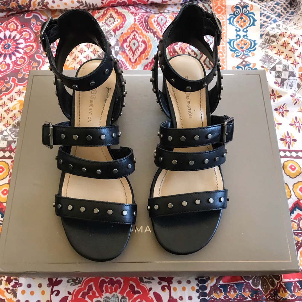 BCBGeneration Chunky Heel Studded Sandals